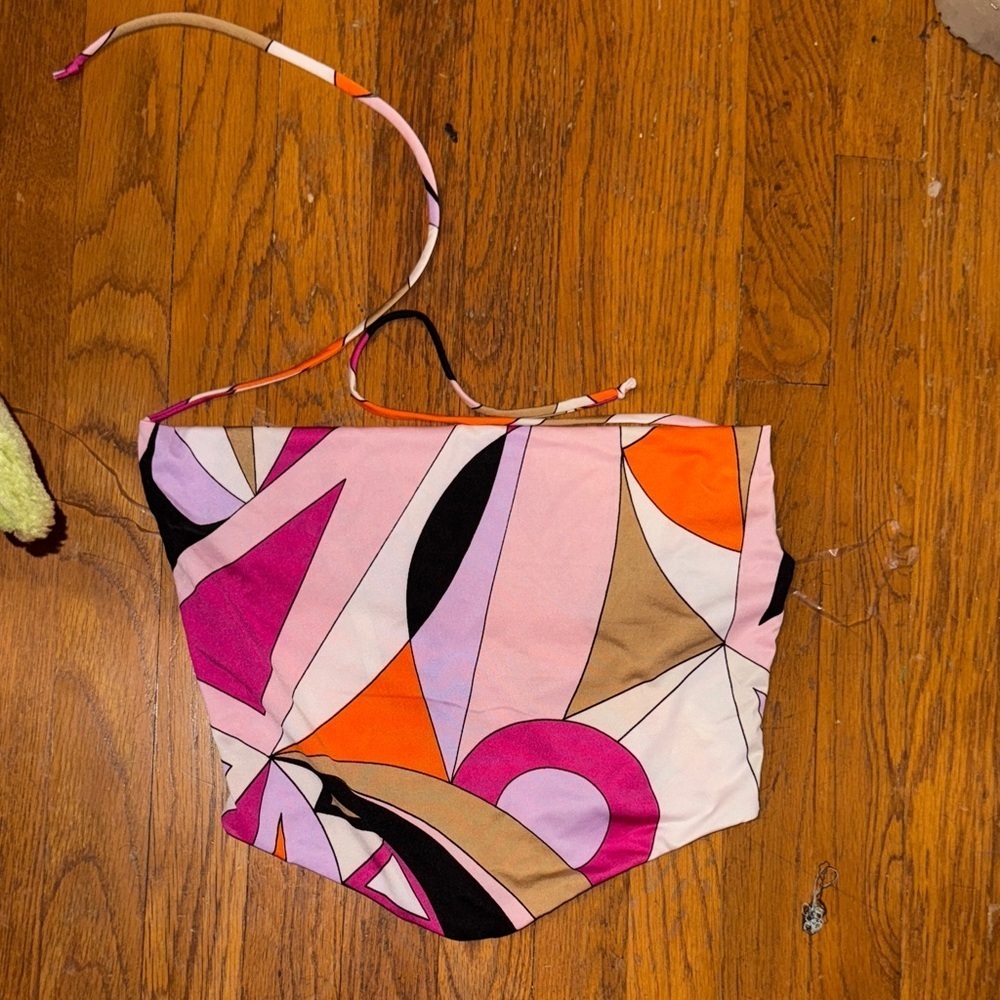 Colorful Abstract Print CROP Top Pucci-iiiiii pastel cowl neck neutral cute fun